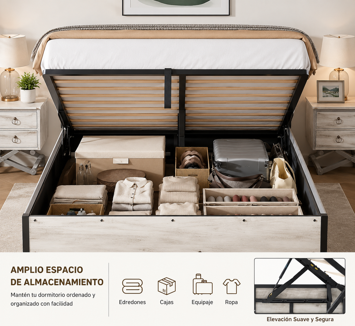 Cama Queen con storage (lz0037)