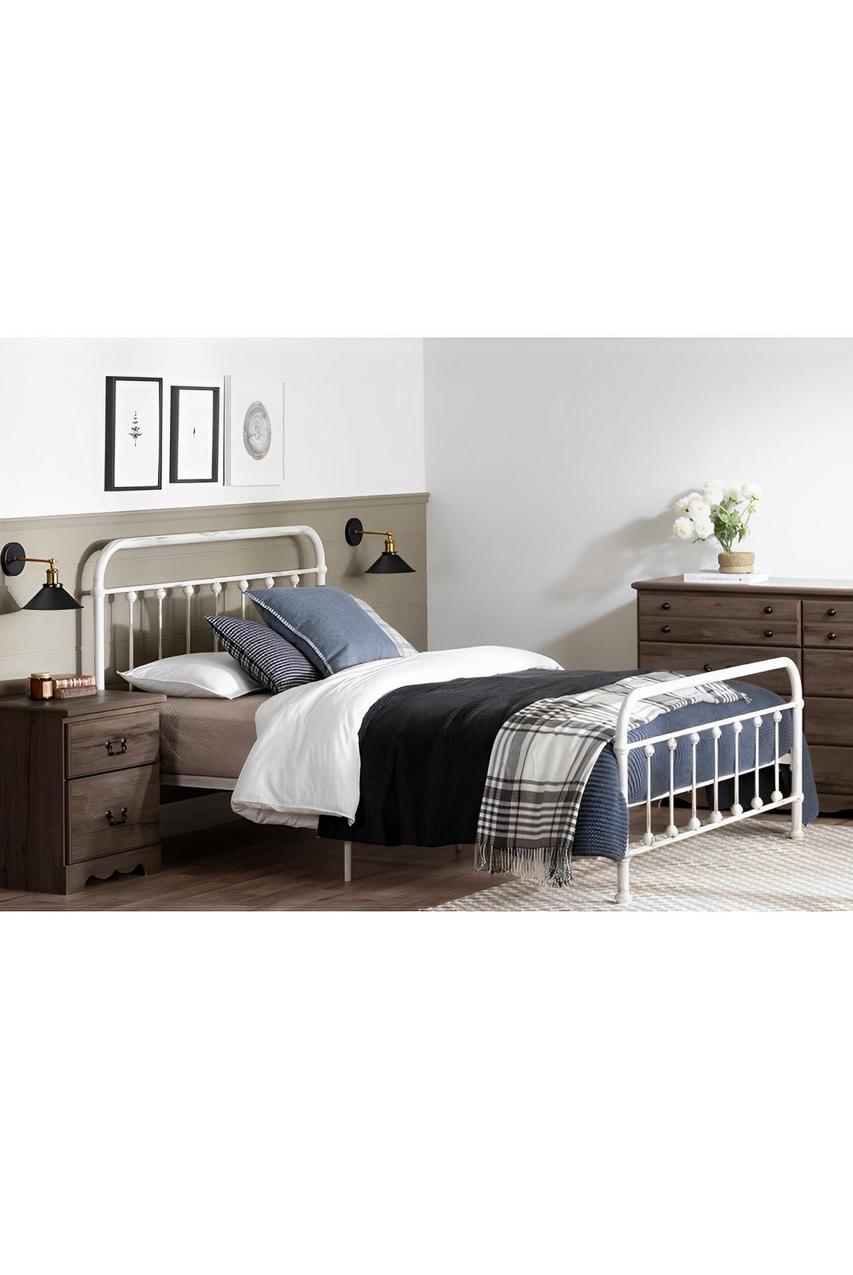 Cama Queen metal blanca (lz0045)
