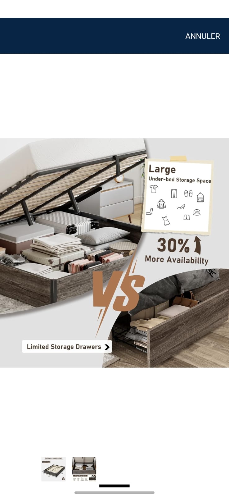 Cama double con storage (lz0038)