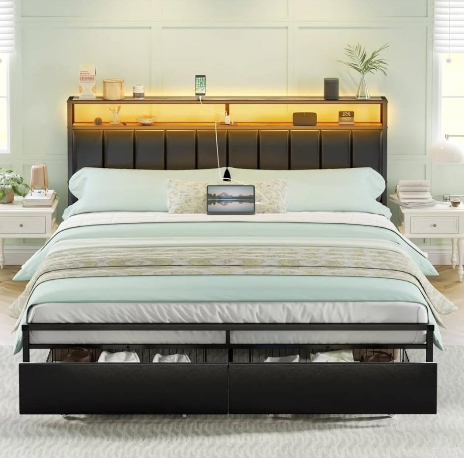 Cama Queen Luz y storage (DB003)