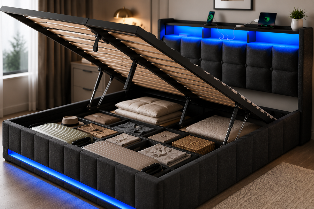 Cama Queen con storage and led (lz0041)