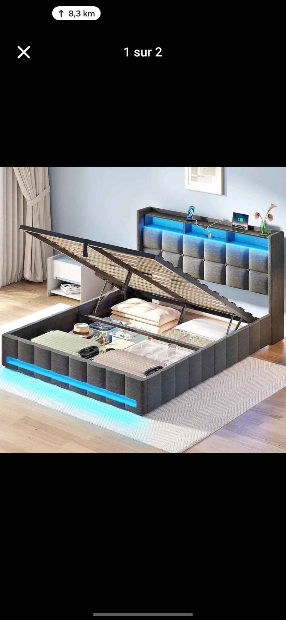 Cama Queen con storage and led (lz0041)